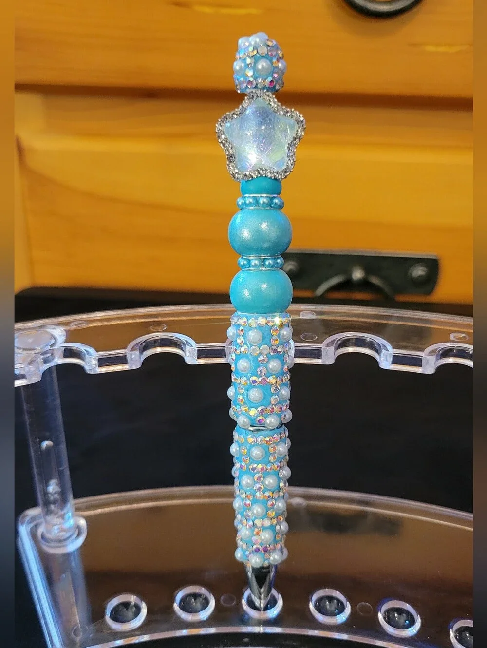 Turquoise Beaded Star Handmade Pen